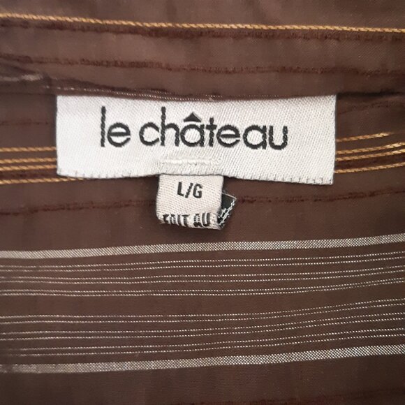 Le Chateau SZ Large Men's Brown Striped Button Up Shirt ⚡️ 3 for $55⚡️ - Picture 6 of 13
